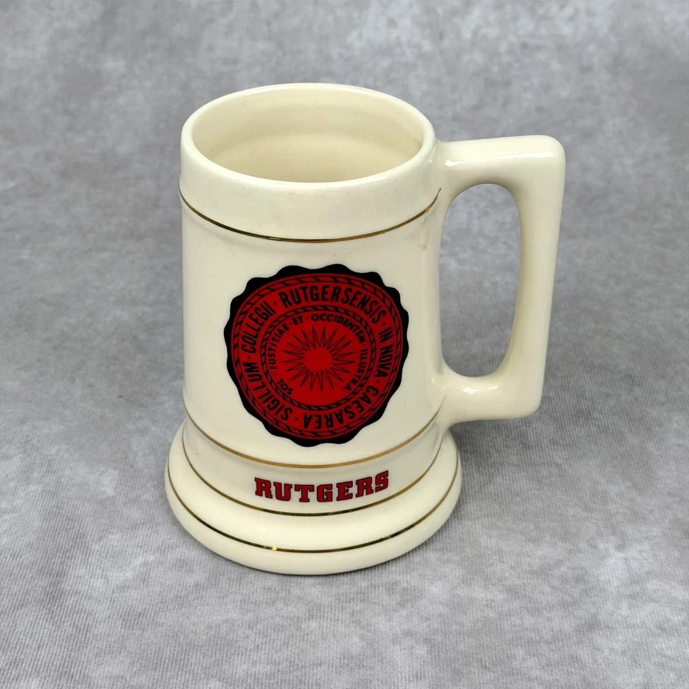 Vintage Rutgers University Ceramic Beer Stein Gold Trim USA Made College Mug